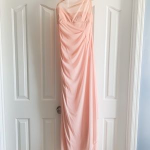 Long Mesh One Shoulder Illusion Dress in pink